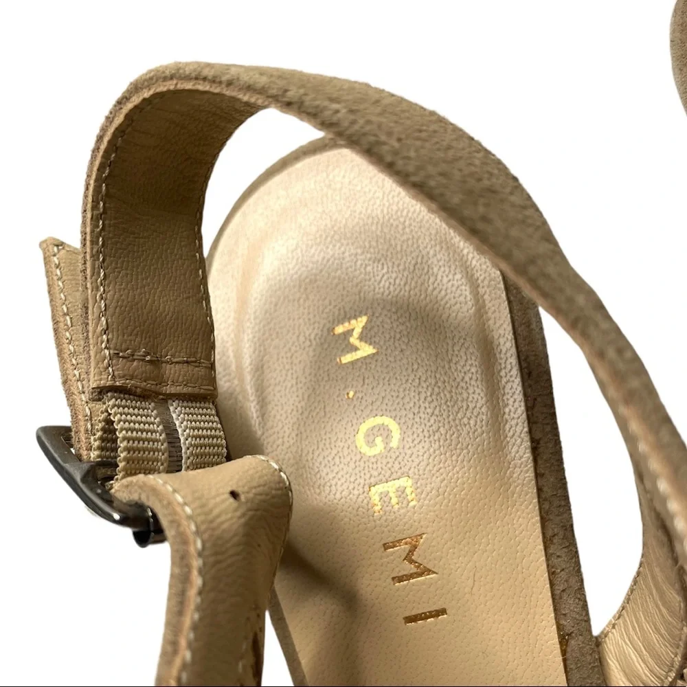 M. Gemi | The Vivo Tan Suede Peep Toe Wedge 39